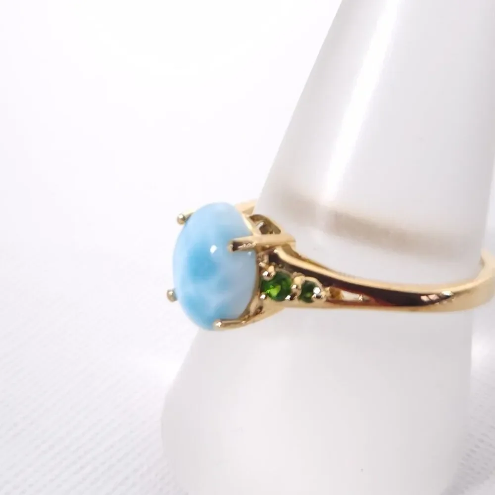 Larimar 1.9 Carats Ring Vermeil YG over Sterling Silver Size 9
